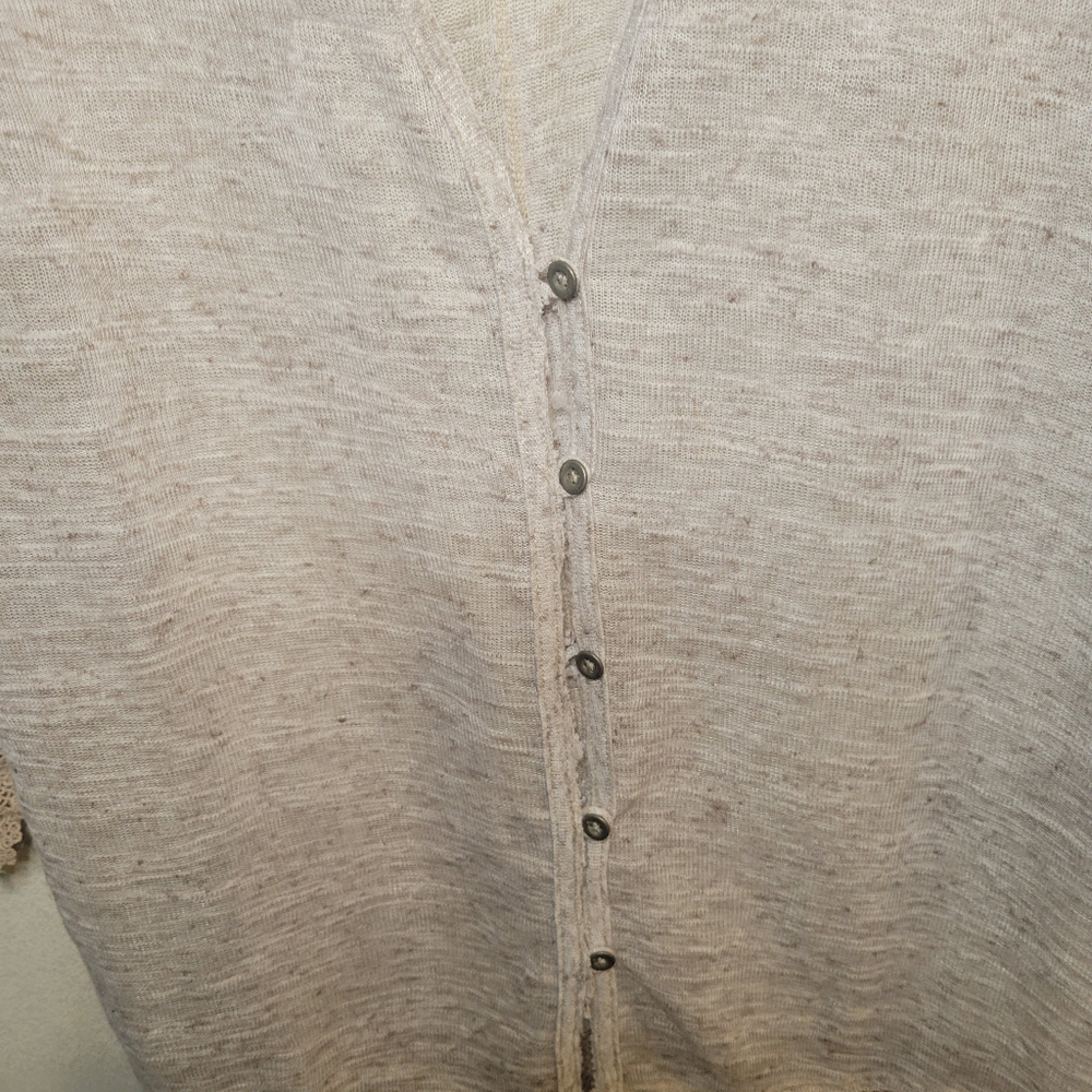 Free People Cardigan Boho Cottagecore Linen Blend Button Front Sweater Women's S - Picture 10 of 11